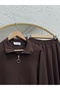 Beste Zipper Detailed Skirt Suit.Mf1888-As092 Brown - 3