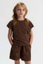 Girl's 4-8 Years Old Short Sleeve T-Shirt with Bow Detail and Pockets, Brown - 2