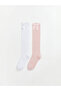 White Bow Detailed Girls' 2-Piece Knee Socks