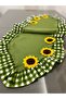 Green Gingham Ruffled Sunflower Motif Runner - 2