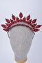 Red Crystal Stone Sunburst Model Bridal and Henna Crown Wedding Accessory - 2