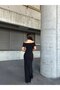 Women's Black Madonna Collar Stone Detailed Slit Long Evening Dress - 4