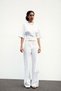 Waist-Tied Wide-Sleeved Cotton Blouse/T-Shirt/Top - 2