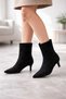 Low Heel Half Women's Boots Suede and Crocodile Leather