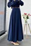 Vintage High Waist Flare Skirt - Navy Blue - 4