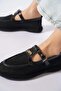 Terfen Wrap Sole Buckle Women's Ballerinas Black Suede - 5