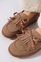 Toren Sole Stitched Fringe Tassel Buckle Women's Ballerina Flats Mink Suede - 4