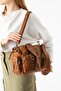 حقيبة كتف متعددة الأقسام من الجلد المغسول باللون البني موديل: (571-14-18B) - 2