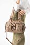 Washed Leather Multi-Compartment Shoulder Bag Mink Model: (571-14-18B) - 2