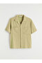 Green Regular Fit Resort Collar Men's Shirt