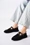 Terfen Wrap Sole Buckle Women's Ballerinas Black Suede