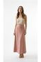 Women's Pink Color Suede High Waist Flared Long Skirt - 4