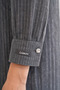 Silvery Striped Side Pocket Detailed 50% Silk %Kupra Full Length Dress - 5