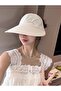 قبعة نسائية واقية من الشمس بتصميم ذيل الحصان وحافة واسعة، مناسبة للصيف، لون كريمي - 7