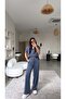 Anthracite Basic Modal Fabric Collared Wide Leg Suit - 2