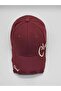 Unisex Vintage Detailed Hat with Embroidered Text, Adjustable Baseball Cap, Burgundy - 8