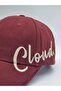 Unisex Vintage Detailed Hat with Embroidered Text, Adjustable Baseball Cap, Burgundy - 7