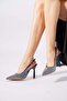 Tesdever open back stone embellished women's heeled evening shoes - cobalt blue satin