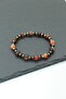 Certified Fire Agate, Black Agate and Bronze Hematite Natural Stone Men's Bracelet - Leo Zodiac Sign - 2