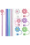 1 Piece Stanl. 40 oz Tumb. Glittery Straw and Floral Cap Stopper for Thermos, 30.5cm Length/10Mm Diameter