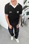Black Los Feliz Embroidered Polo Collar T-Shirt