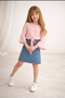 Girl's Tie-Back Blouse & Jean Skirt & Belt 3-Piece Set (Read the Size Information) - 3
