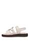 D26Ys-5290 Women's Genuine Leather Flat Sandals Cream - 3