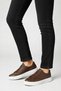Men's Brown Leather Textured White Thick Sole Guaranteed Lace-Up Casual Sneaker Sports Shoes - 4
