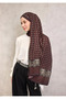 Floş Viscose Organic Shawl with Burgundy Rope Pattern and Tok Duruşlu Design 75X195 - 4