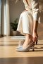 Women's Round Toe Single Strap Medium High Thick Heeled Mary Jane Heels - 2