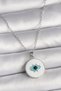 Stylish 316L Steel Silver Color Chain with White Enamel Turquoise Eye Embroidery Model Women's Necklace Teachers Mothers