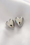 Stylish Brass Silver Color Minimal Curved Heart Earrings Teachers Mothers Valentine's Day Gift