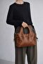 Women's Drawstring Detailed Hand Shoulder Bag Adjustable Strap Crossbody Bag Brown Color - 7