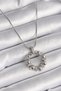 Stylish 316L Steel Silver Color Chain with Zircon Stone Detail Curved Ring Model Women's Necklace for Teachers and Mothers
