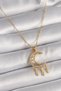 Stylish 316L Steel Gold Color Chain Zircon Stone Crescent Model Hanging Leaf Detail Women's Necklace Teachers