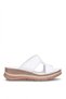 Elit Koc2565 Women's Genuine Leather Flat Slippers White - 3