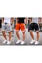 New Season Black-Grey-Red Honeycomb Fabric 3-Piece Brooklyn Printed Sports Casual Striped Shorts - 2