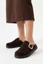 Elit Zyn4000 Women's Genuine Leather Buckle Sabo Slippers Brown - 2