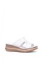 Elit Koc2565 Women's Genuine Leather Flat Slippers White - 4