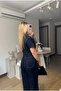 Women's Dark Navy Blue Short Sleeve Crop Denim Set - 2