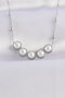 Stylish 316L Steel Chain Silver Color Row Pearl Stone Necklace Teachers Mothers Valentine's Day Gift