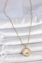 Stylish316L Steel Gold Color Chain Pink Flower Embroidered Pearl Detail Portrait Model Women's Necklaceteachers a - 2