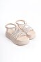 Th Collecitonelena Elasticized Stone Striped Orthopedic Sole Women's Sandals Ckt - Cream - 40 - 4