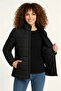 Printed Women's Modern Style Black Micro Water Repellent Quilted Lined Zippered Bomber Coat - 4
