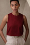 Women's Lined Front Sleeveless Slim Fit Casual Stylish Chiffon Blouse - 2