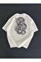 Printed Women's Casual Style White Oversize Crew Neck T-Shirt - 3