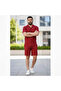 Waffle Fabric Men's Comfortable Use Claret Red Short Sleeve Shirt Regular Fit Summer Double Set Shorts Set - 2