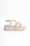 Th Collecitonelena Elasticized Stone Striped Orthopedic Sole Women's Sandals Ckt - Cream - 40 - 6