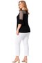Plus Size Full Lycra Tulle Sleeves with Fluttered Collar, Low-Cut Aesthetic Trend Summer Fashion Sweat-Proof Blouse - 4