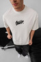 Printed Men's Casual Style White Oversize T-Shirt - 3